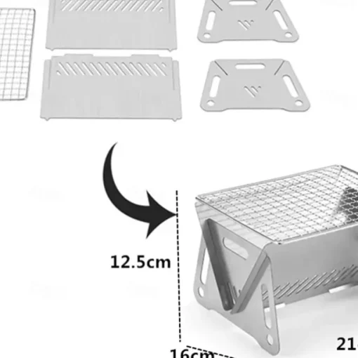 Folding Charcoal BBQ Grill, Stainless Steel Easy To Install Ventilation Holes Collapsible Grill for Parties
