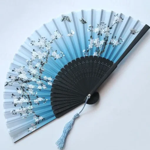Folding Fans Vintage Style Silk Folding Fan Chinese Japanese Pattern Art Craft Gift Home Decoration Ornaments Dance Hand Fan 7 inches