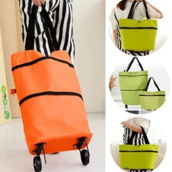 Folding Shopping Pull Cart Trolley Bag With Wheels Foldable Shopping Bags Reusable Grocery Bags Food Organizer Vegetables Bag