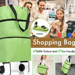 Folding Shopping Pull Cart Trolley Bag With Wheels Foldable Shopping Bags Reusable Grocery Bags Food Organizer Vegetables Bag