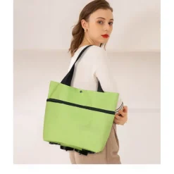 Folding Shopping Pull Cart Trolley Bag With Wheels Foldable Shopping Bags Reusable Grocery Bags Food Organizer Vegetables Bag