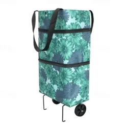 Folding Shopping Pull Cart Trolley Bag With Wheels Foldable Shopping Bags Reusable Grocery Bags Food Organizer Vegetables Bag