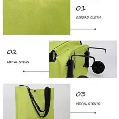 Folding Shopping Pull Cart Trolley Bag With Wheels Foldable Shopping Bags Reusable Grocery Bags Food Organizer Vegetables Bag