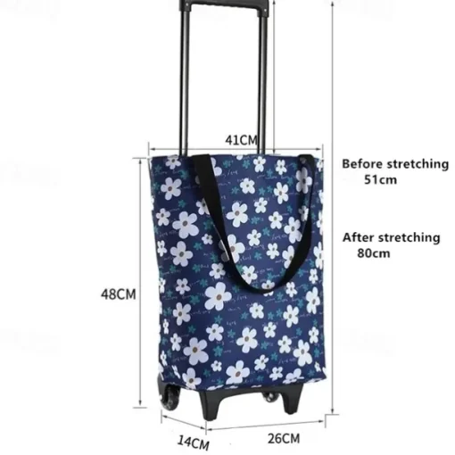 Folding Shopping Pull Cart Trolley Bag with Wheels Reusable Grocery Shopping Bags Eco Large Food Supermarket Vegetables Bags