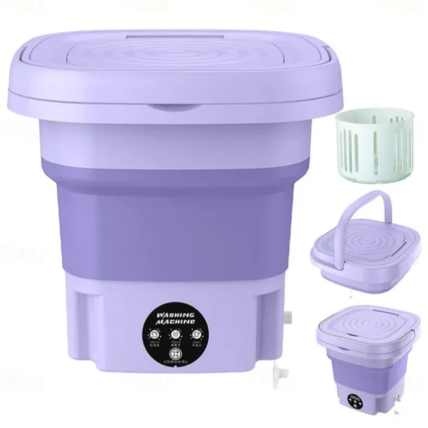 Folding Washing Machine, Mini Portable Washing Machine, Suitable For Camping, RV, Travel, Underwear Bra Socks Washing Machine, Suitable For Home Use, 8L Large Capacity US plug