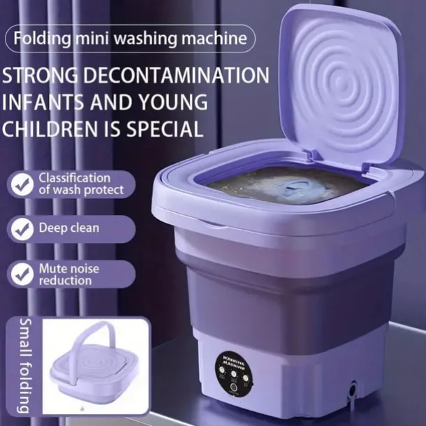 Folding Washing Machine, Mini Portable Washing Machine, Suitable For Camping, RV, Travel, Underwear Bra Socks Washing Machine, Suitable For Home Use, 8L Large Capacity US plug