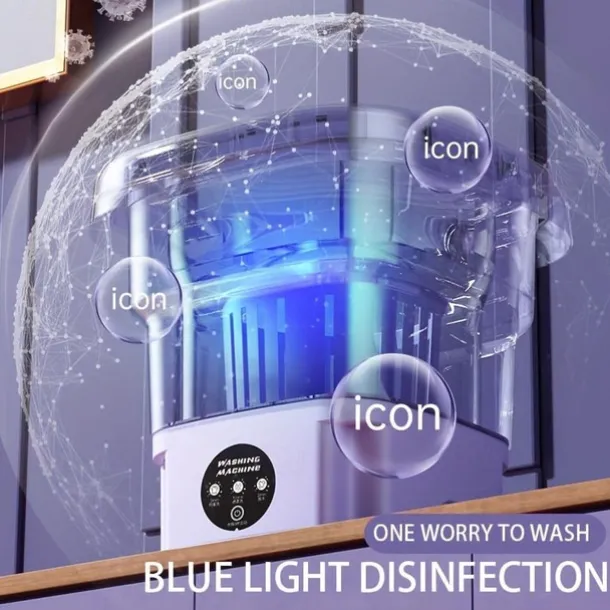 Folding Washing Machine, Mini Portable Washing Machine, Suitable For Camping, RV, Travel, Underwear Bra Socks Washing Machine, Suitable For Home Use, 8L Large Capacity US plug