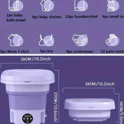 Folding Washing Machine, Mini Portable Washing Machine, Suitable For Camping, RV, Travel, Underwear Bra Socks Washing Machine, Suitable For Home Use, 8L Large Capacity US plug