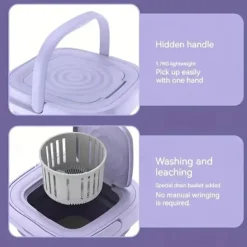 Folding Washing Machine, Mini Portable Washing Machine, Suitable For Camping, RV, Travel, Underwear Bra Socks Washing Machine, Suitable For Home Use, 8L Large Capacity US plug
