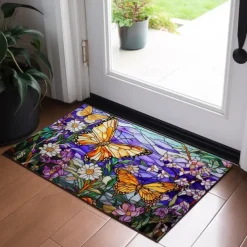Folk Art Butterflies Doormat Floor Mats Washable Rugs Kitchen Mat Non-Slip Oil Proof Rug Indoor Outdoor Mat Bedroom Decor Bathroom Mat Entrance Rug