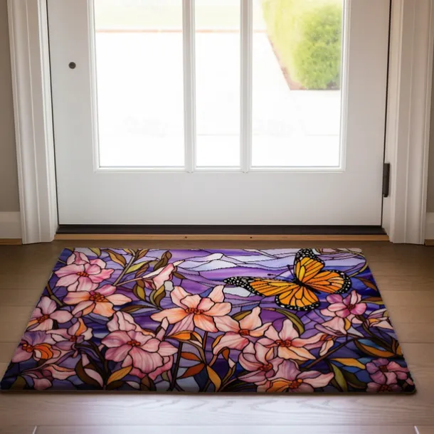 Folk Art Butterflies Doormat Floor Mats Washable Rugs Kitchen Mat Non-Slip Oil Proof Rug Indoor Outdoor Mat Bedroom Decor Bathroom Mat Entrance Rug