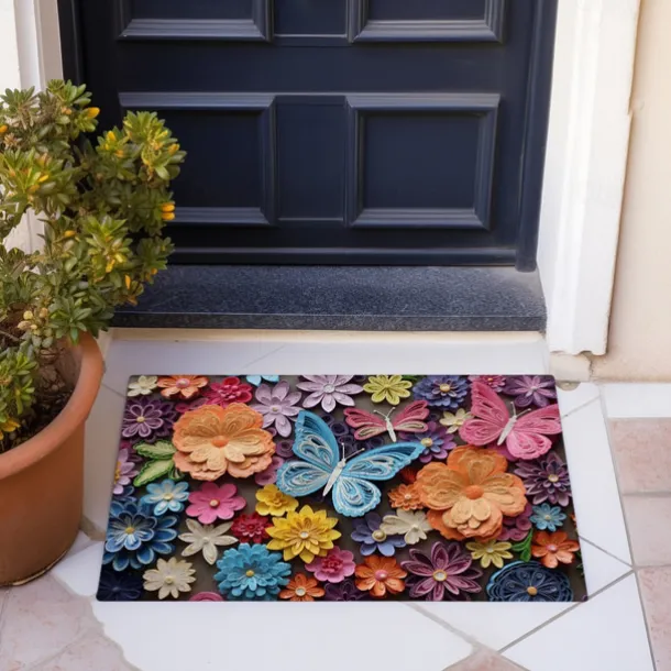 Folk Art Butterflies Doormat Floor Mats Washable Rugs Kitchen Mat Non-Slip Oil Proof Rug Indoor Outdoor Mat Bedroom Decor Bathroom Mat Entrance Rug