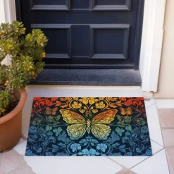 Folk Art Butterflies Doormat Floor Mats Washable Rugs Kitchen Mat Non-Slip Oil Proof Rug Indoor Outdoor Mat Bedroom Decor Bathroom Mat Entrance Rug