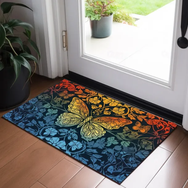 Folk Art Butterflies Doormat Floor Mats Washable Rugs Kitchen Mat Non-Slip Oil Proof Rug Indoor Outdoor Mat Bedroom Decor Bathroom Mat Entrance Rug