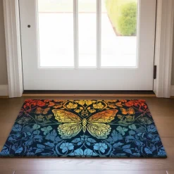 Folk Art Butterflies Doormat Floor Mats Washable Rugs Kitchen Mat Non-Slip Oil Proof Rug Indoor Outdoor Mat Bedroom Decor Bathroom Mat Entrance Rug
