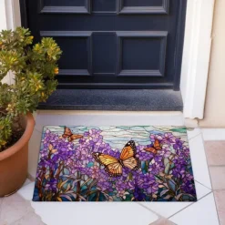 Folk Art Butterflies Doormat Floor Mats Washable Rugs Kitchen Mat Non-Slip Oil Proof Rug Indoor Outdoor Mat Bedroom Decor Bathroom Mat Entrance Rug