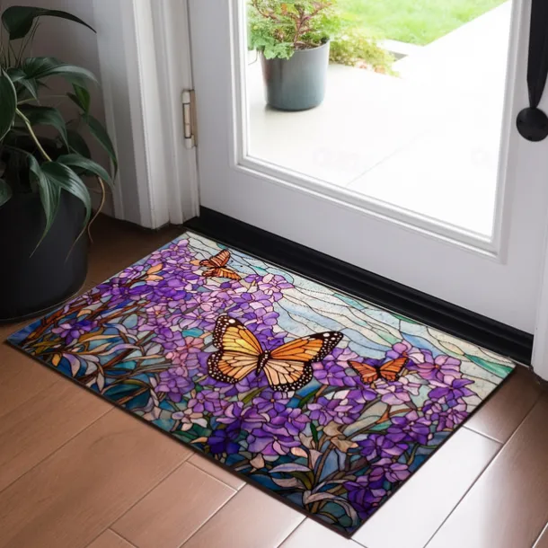 Folk Art Butterflies Doormat Floor Mats Washable Rugs Kitchen Mat Non-Slip Oil Proof Rug Indoor Outdoor Mat Bedroom Decor Bathroom Mat Entrance Rug