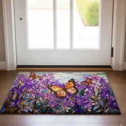 Folk Art Butterflies Doormat Floor Mats Washable Rugs Kitchen Mat Non-Slip Oil Proof Rug Indoor Outdoor Mat Bedroom Decor Bathroom Mat Entrance Rug