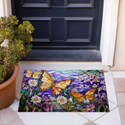 Folk Art Butterflies Doormat Floor Mats Washable Rugs Kitchen Mat Non-Slip Oil Proof Rug Indoor Outdoor Mat Bedroom Decor Bathroom Mat Entrance Rug