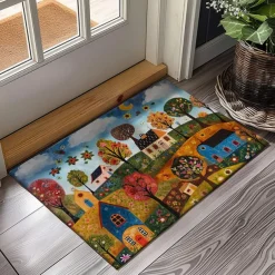 Folk Art Cats Doormat Kitchen Mat Floor Mat Non-Slip Area Rug Oil Proof Rug Indoor Outdoor Mat Bedroom Decor Bathroom Mat Entrance Entreyway Rug