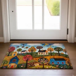 Folk Art Cats Doormat Kitchen Mat Floor Mat Non-Slip Area Rug Oil Proof Rug Indoor Outdoor Mat Bedroom Decor Bathroom Mat Entrance Entreyway Rug