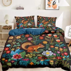 Forest Animal Duvet Cover Set - Includes Duvet Cover and Pillowcases - Nature-Inspired Design with Woodland Creatures - Soft and Comfortable Fabric - Perfect for Cozy Bedroom Decor