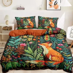 Forest Animal Duvet Cover Set - Includes Duvet Cover and Pillowcases - Nature-Inspired Design with Woodland Creatures - Soft and Comfortable Fabric - Perfect for Cozy Bedroom Decor