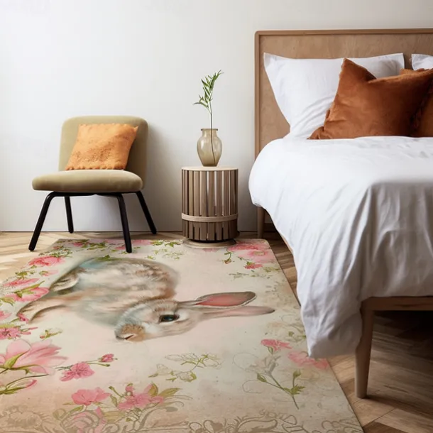 Forest Easter Bunny Area Rug Kitchen Mat Non-Slip Oil Proof Floor Mat Livingroom Rug Indoor Outdoor Mat Bedroom Decor Bathroom Mat Entrance Rug Door Mat