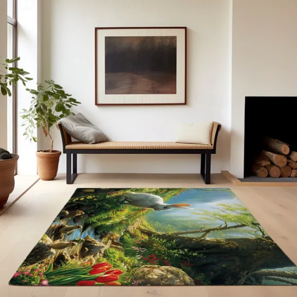 Forest Easter Bunny Area Rug Kitchen Mat Non-Slip Oil Proof Floor Mat Livingroom Rug Indoor Outdoor Mat Bedroom Decor Bathroom Mat Entrance Rug Door Mat