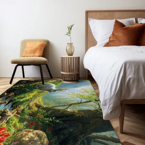 Forest Easter Bunny Area Rug Kitchen Mat Non-Slip Oil Proof Floor Mat Livingroom Rug Indoor Outdoor Mat Bedroom Decor Bathroom Mat Entrance Rug Door Mat