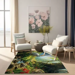 Forest Easter Bunny Area Rug Kitchen Mat Non-Slip Oil Proof Floor Mat Livingroom Rug Indoor Outdoor Mat Bedroom Decor Bathroom Mat Entrance Rug Door Mat