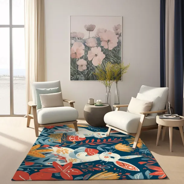 Forest Easter Bunny Area Rug Kitchen Mat Non-Slip Oil Proof Floor Mat Livingroom Rug Indoor Outdoor Mat Bedroom Decor Bathroom Mat Entrance Rug Door Mat