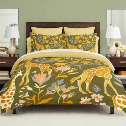 Forest Fairy Tales Duvet Cover Set Cotton Tropical Plants Pattern Set Soft 3-Piece Luxury Bedding Set Home Decor Gift Twin Full King Queen Size Duvet Cover