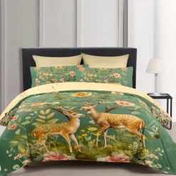Forest Fawn Pattern Duvet Cover Set Set Soft 3-Piece Luxury Cotton Bedding Set Home Decor Gift King Queen Duvet Cover