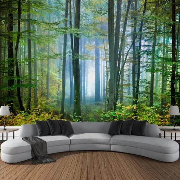 Forest Green Hanging Tapestry Wall Art Large Tapestry Mural Decor Photograph Backdrop Blanket Curtain Home Bedroom Living Room Decoration