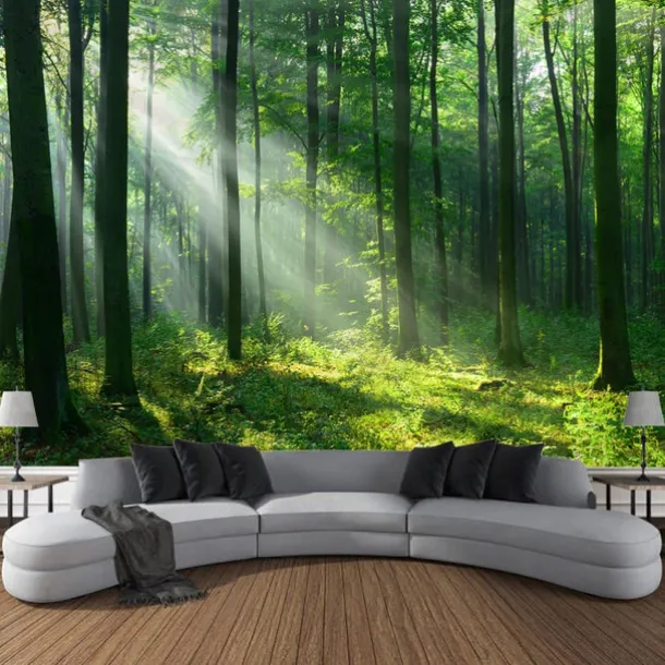 Forest Green Hanging Tapestry Wall Art Large Tapestry Mural Decor Photograph Backdrop Blanket Curtain Home Bedroom Living Room Decoration