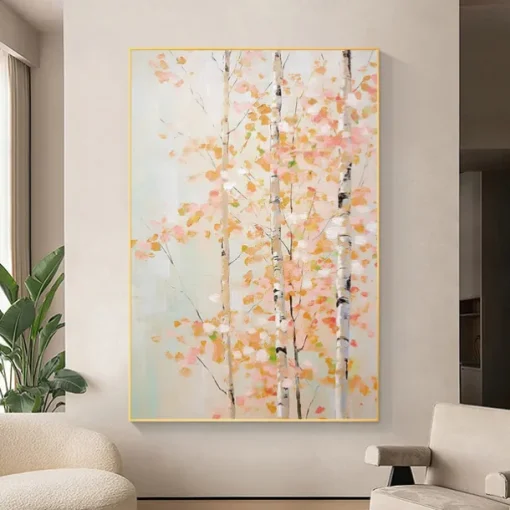 Forest Oil Painting On Canvas hand painted Abstract Green Landscape Painting for Living Room Wall Decor Birch Forest Painting Modern Wall Art painting landscape oil painting