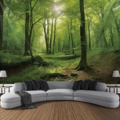 Forest River Hanging Tapestry Wall Art Large Tapestry Mural Decor Photograph Backdrop Blanket Curtain Home Bedroom Living Room Decoration
