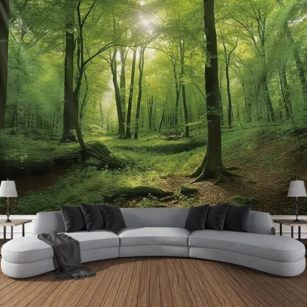 Forest River Hanging Tapestry Wall Art Large Tapestry Mural Decor Photograph Backdrop Blanket Curtain Home Bedroom Living Room Decoration