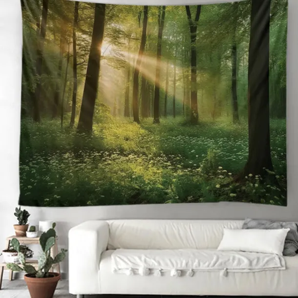 Forest River Hanging Tapestry Wall Art Large Tapestry Mural Decor Photograph Backdrop Blanket Curtain Home Bedroom Living Room Decoration