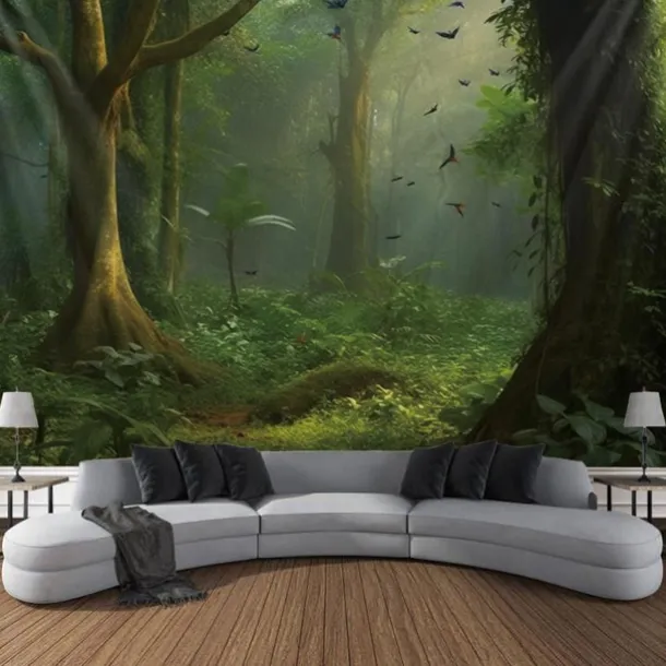 Forest River Hanging Tapestry Wall Art Large Tapestry Mural Decor Photograph Backdrop Blanket Curtain Home Bedroom Living Room Decoration