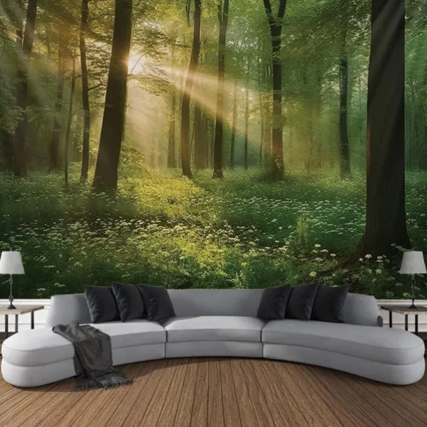 Forest River Hanging Tapestry Wall Art Large Tapestry Mural Decor Photograph Backdrop Blanket Curtain Home Bedroom Living Room Decoration