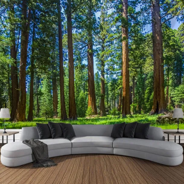 Forest Sunshine Landscape Hanging Tapestry Wall Art Large Tapestry Mural Decor Photograph Backdrop Blanket Curtain Home Bedroom Living Room Decoration