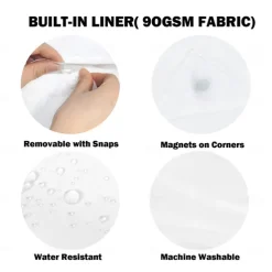 Forest Waffle-Weave Textured Shower Curtain Set with Snap-in Liner and Sheer Window Water-Repellent Polyester, Grommet Top, 120GSM Hotel Quality Spa Style Bathroom Partition No Hooks Required