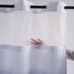 Forest Waffle-Weave Textured Shower Curtain Set with Snap-in Liner and Sheer Window Water-Repellent Polyester, Grommet Top, 120GSM Hotel Quality Spa Style Bathroom Partition No Hooks Required