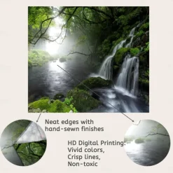 Forest Waterfall Landscape Hanging Tapestry Wall Art Large Tapestry Mural Decor Photograph Backdrop Blanket Curtain Home Bedroom Living Room Decoration