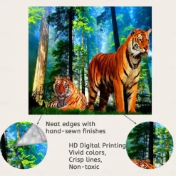 Forest Wildlife Tiger Hanging Tapestry Wall Art Large Tapestry Mural Decor Photograph Backdrop Blanket Curtain Home Bedroom Living Room Decoration