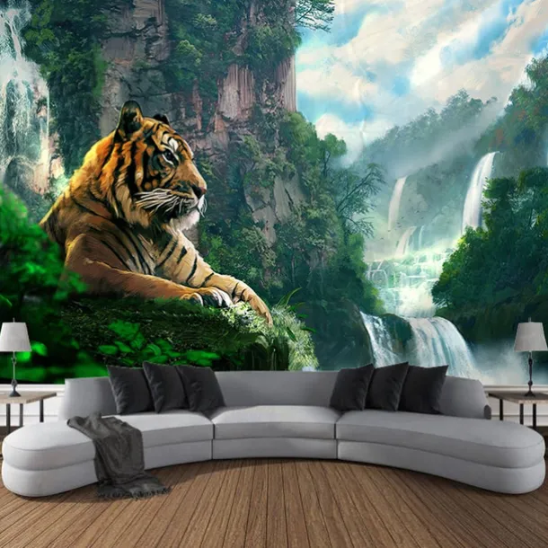 Forest Wildlife Tiger Hanging Tapestry Wall Art Large Tapestry Mural Decor Photograph Backdrop Blanket Curtain Home Bedroom Living Room Decoration
