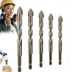 Four Blade Serrated Eccentric Drill,New Four-Flute Sawtooth Eccentric Drill Bit Set,Quickpierce High-Performance Titanium-Coated Drill and Tap Set for Concrete Metal Brick Wood