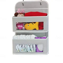 Four Grid Non-woven FabricPVC Wardrobe Hanging Storage Hanging Bag Door Storage Hanging Wall Mobile Phone Storage Bag Hanging Crib Underwear Hanging Storage Bag